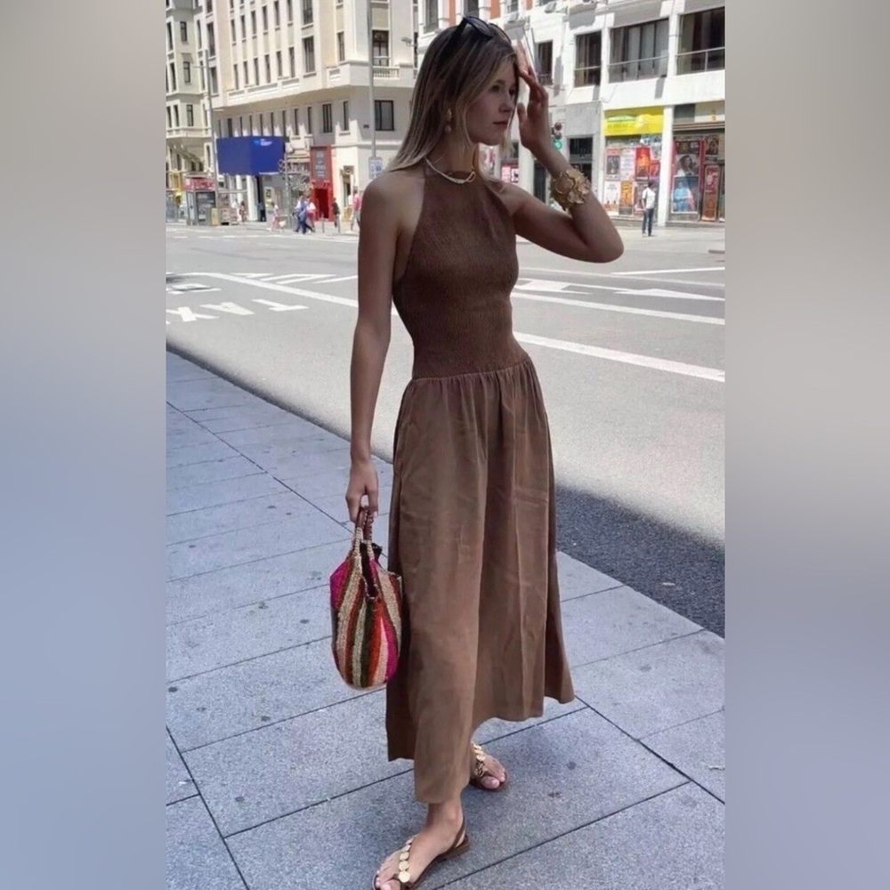 Zara Brown Midi Dress